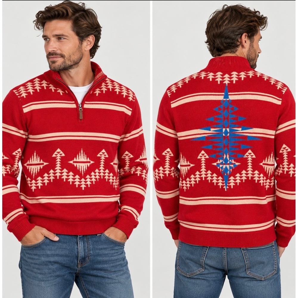 Scotch & Soda 1815M Altitude Attitude Sweater Mens M 1/4 Zip Fair Isle Knit